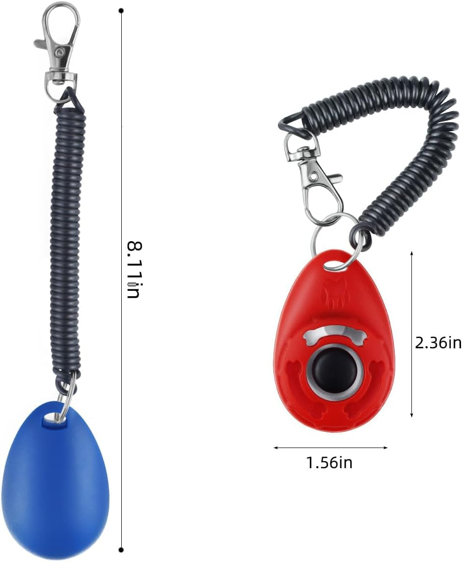4 Pieces Pet Training Clicker with Wrist Strap and Dog Training Treat Pouch Pet Training Clicker for Training Puppy Cats Birds Dog Clicker Training Kit Behavioral (White, Red, Orange, Blue)