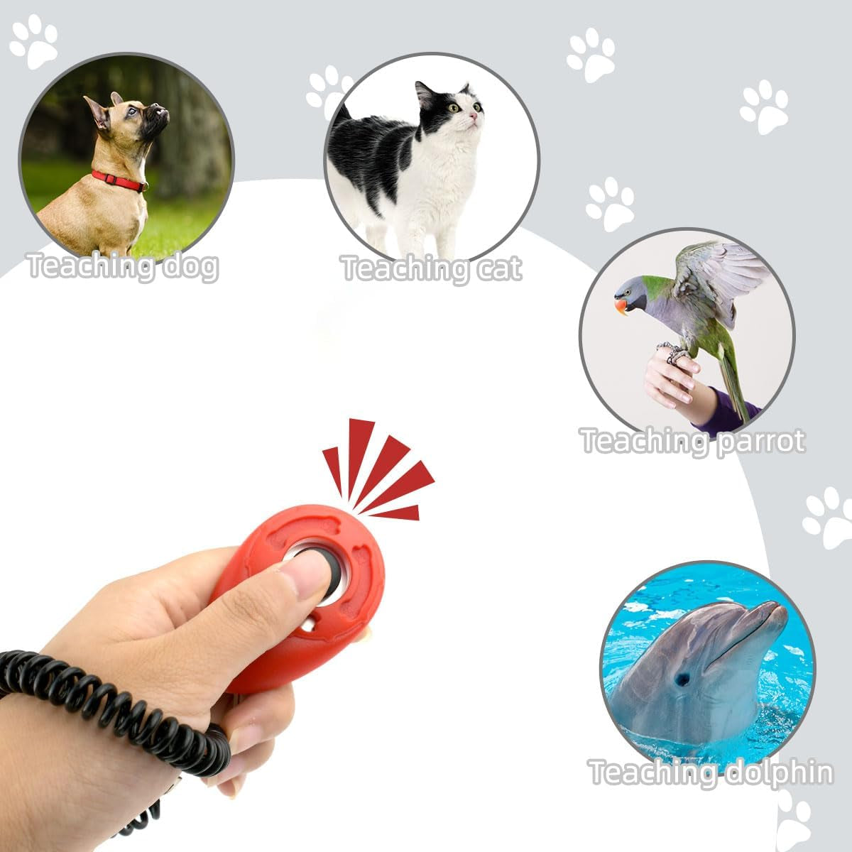 4 Pieces Pet Training Clicker with Wrist Strap and Dog Training Treat Pouch Pet Training Clicker for Training Puppy Cats Birds Dog Clicker Training Kit Behavioral (White, Red, Orange, Blue)