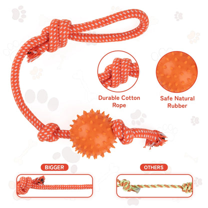 7 Pack Dog Toys for Aggressive Chewers, Tough Indestructible Dog Chew Bone, Plush Dog Squeak Toy, Teething Dog Rope Toys, for Puppies Small Medium Dogs