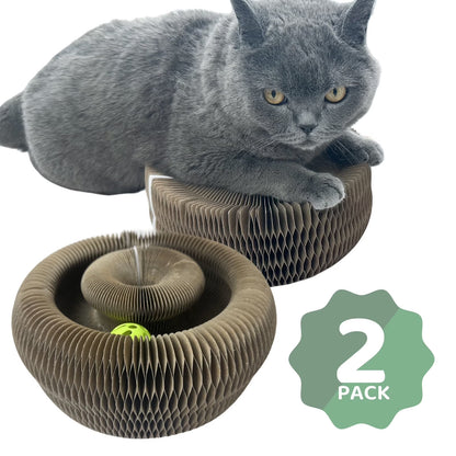 Kitty Kurlz Magic Accordion Cat Scratching Board - Interactive Cat Toy for Bored Indoor Adult Cats, Fun & Durable Cat Toys 2Pack