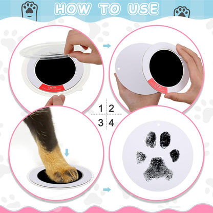 14 Pcs Paw Print Kit for Dogs Mess Free Ink Pad Dog Hand Footprints Inkless Clean Touch Ink Pad with 10 Cards Pet Family Memory Gift
