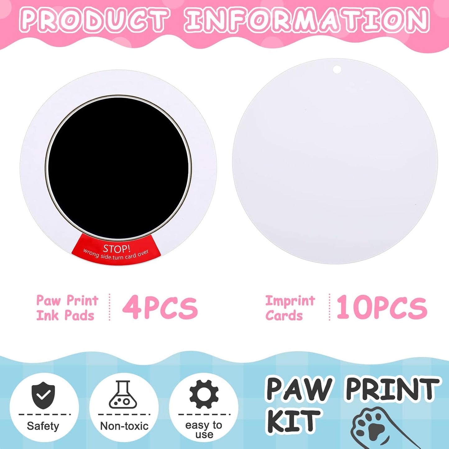 14 Pcs Paw Print Kit for Dogs Mess Free Ink Pad Dog Hand Footprints Inkless Clean Touch Ink Pad with 10 Cards Pet Family Memory Gift