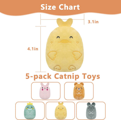 5Pcs Crinkle Sound Cat Toys, Funny Cat Toys, Bite Resistant Cat Toys, Indoor Cartoon Cat Toys for Cat,Cat Chew Toys.