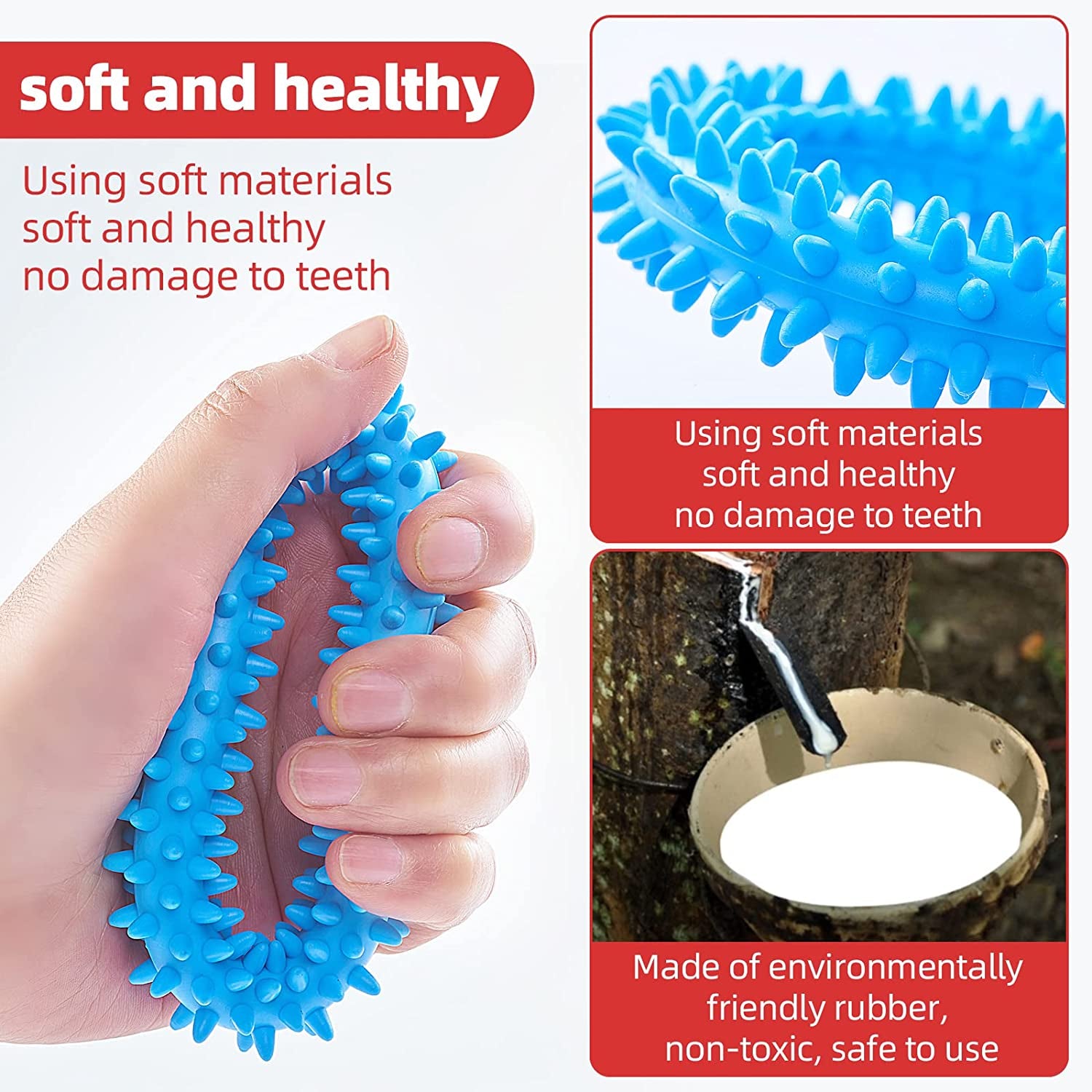3 Pack Puppy Teething Chew Toys for Relieve Itching and Clean Teeth - Dog Toys for Small Dogs, Puppies Dog Teething Toys - Size Small, Pet Supplies Rubber Dental Chew Toy - up to 15 Lbs