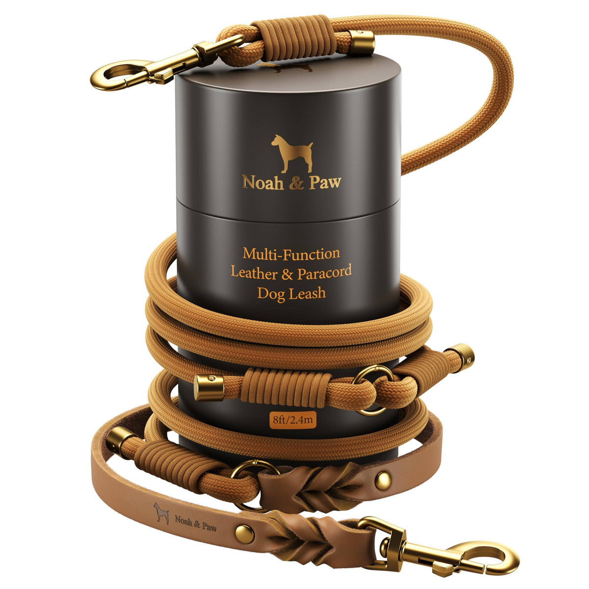 NOAH & PAW Leather & Paracord Dog Leash