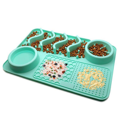 Silicone Licking Mat with Food Bowls