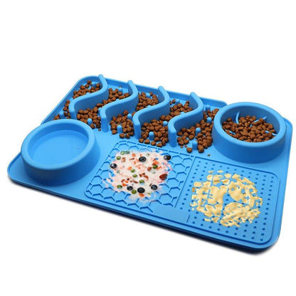 Silicone Licking Mat with Food Bowls