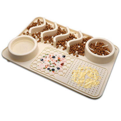 Silicone Licking Mat with Food Bowls