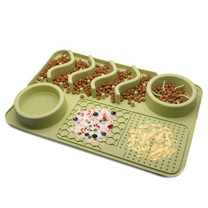 Silicone Licking Mat with Food Bowls