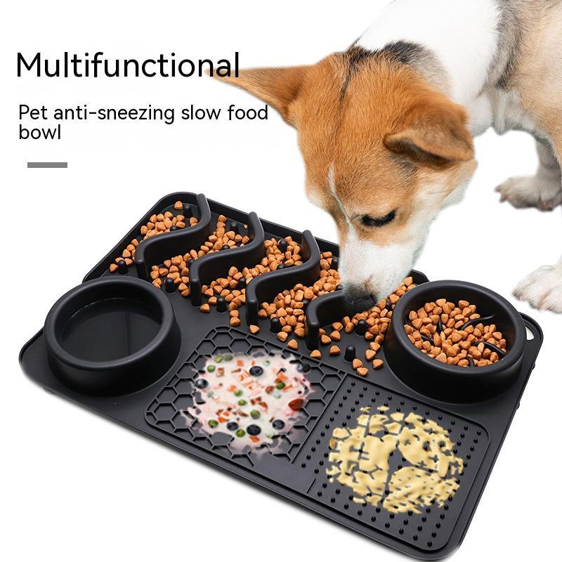Silicone Licking Mat with Food Bowls