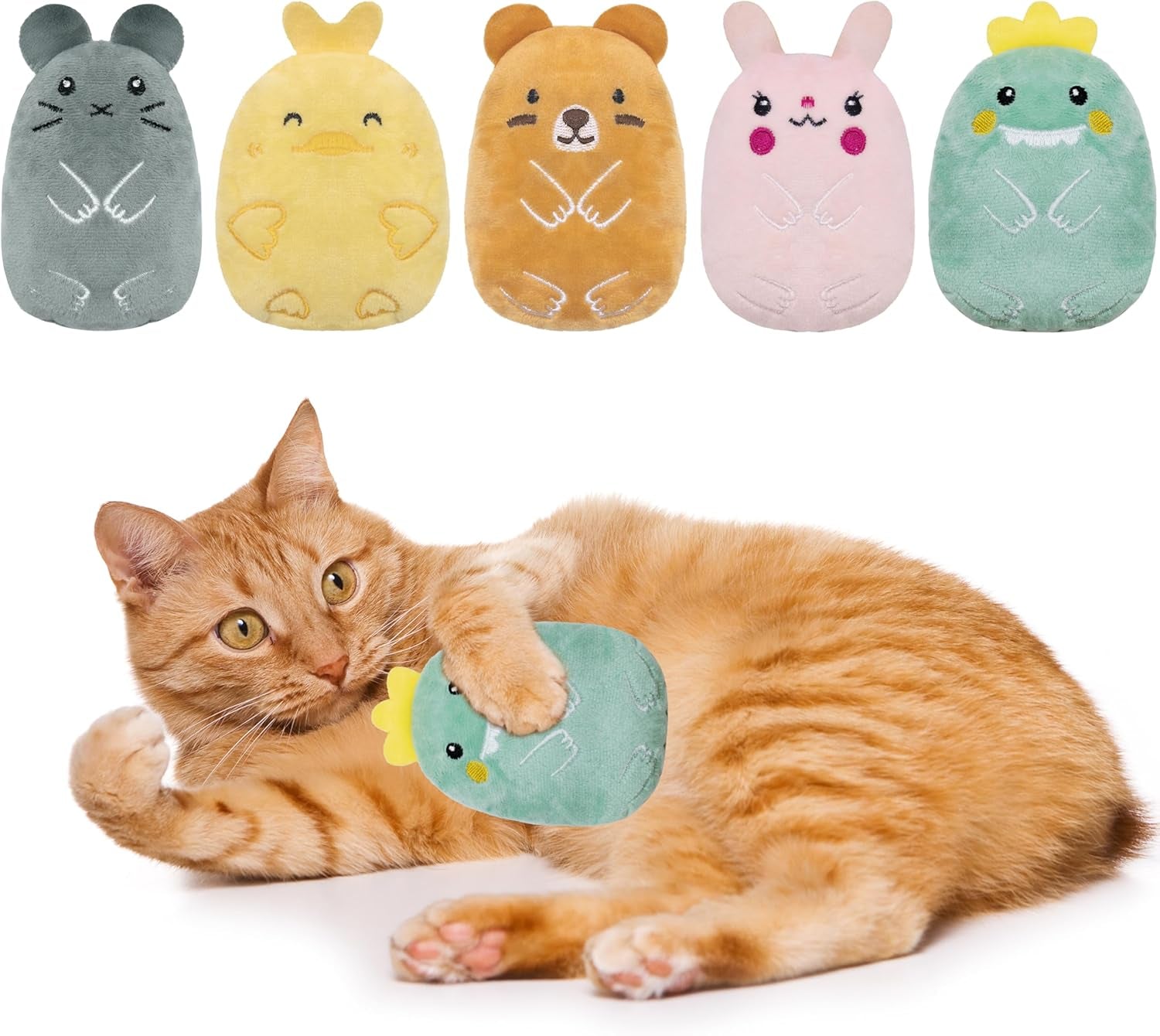 5Pcs Crinkle Sound Cat Toys, Funny Cat Toys, Bite Resistant Cat Toys, Indoor Cartoon Cat Toys for Cat,Cat Chew Toys.