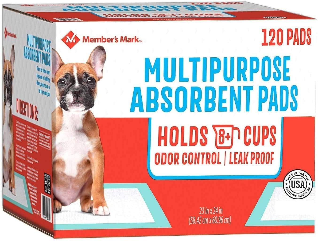 MEMBER'S MARK Pet Training Pads, 23 X 24, 2-Pack Total 240 Count